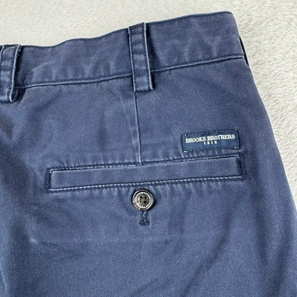 Brooks Brothers Chino Shorts Mens W34 Navy Blue Cotton Blend Casual Flat Front